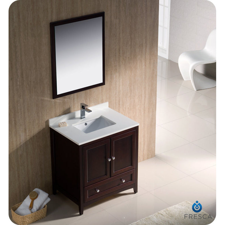 Fresca Oxford 30" Mahogany Traditional Bathroom Vanity - living-essentials