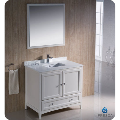 Fresca Oxford 36" Antique White Traditional Bathroom Vanity - living-essentials