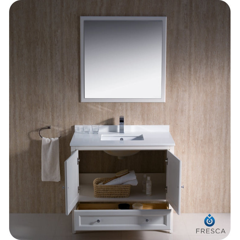 Fresca Oxford 36" Antique White Traditional Bathroom Vanity - living-essentials