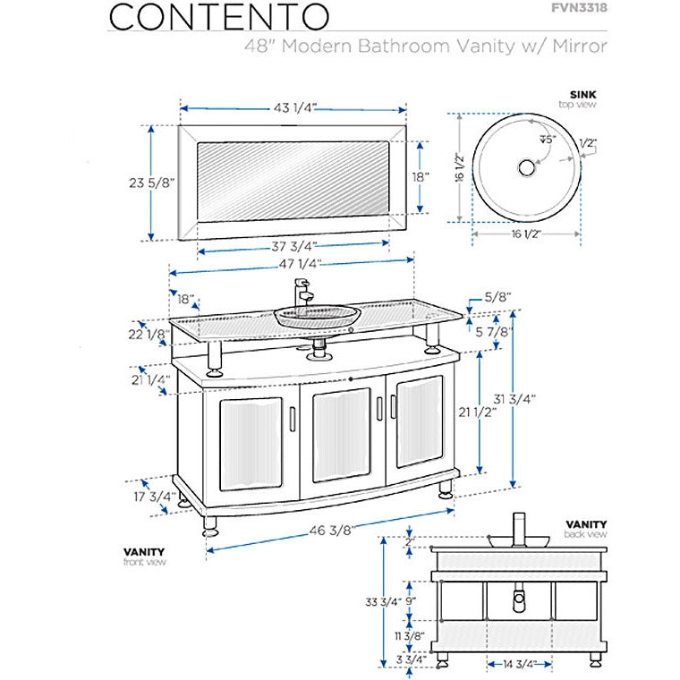 Fresca Contento 47" Espresso Modern Bathroom Vanity w/ Mirror - living-essentials