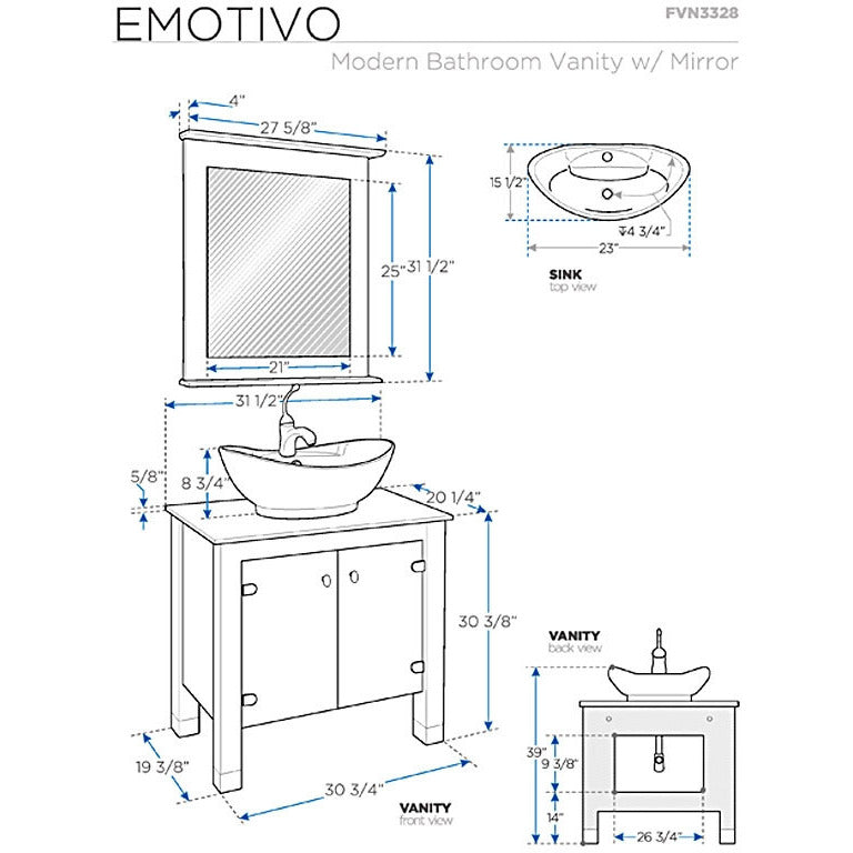 Fresca Emotivo Espresso Modern Bathroom Vanity w/ Mirror - living-essentials