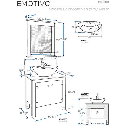 Fresca Emotivo Espresso Modern Bathroom Vanity w/ Mirror - living-essentials