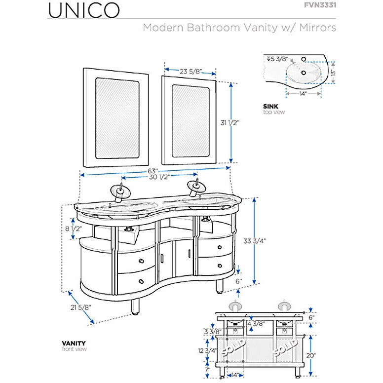 Fresca Unico Espresso Modern Bathroom Vanity w/ Mirrors - living-essentials