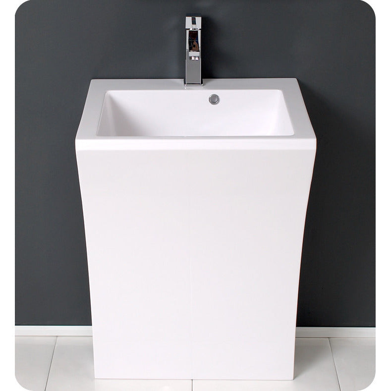 Fresca Quadro White Pedestal Sink w/ Medicine Cabinet - Modern Bathroom Vanity - living-essentials