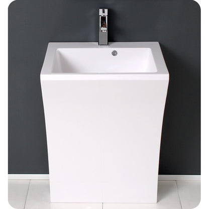 Fresca Quadro White Pedestal Sink w/ Medicine Cabinet - Modern Bathroom Vanity - living-essentials