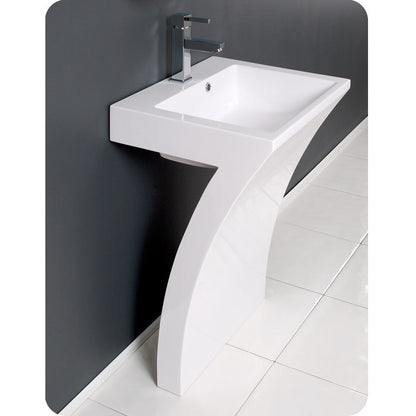 Fresca Quadro White Pedestal Sink w/ Medicine Cabinet - Modern Bathroom Vanity - living-essentials