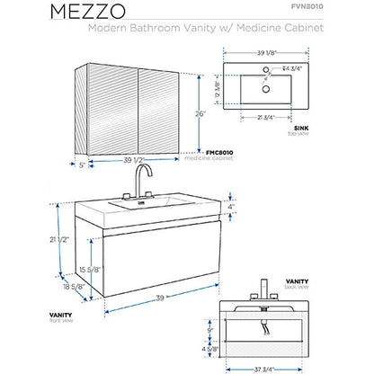 Fresca Mezzo Black Modern Bathroom Vanity w/ Medicine Cabinet - living-essentials