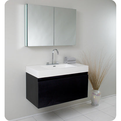 Fresca Mezzo Black Modern Bathroom Vanity w/ Medicine Cabinet - living-essentials