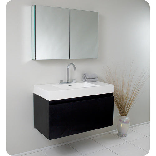 Fresca Mezzo Black Modern Bathroom Vanity w/ Medicine Cabinet - living-essentials