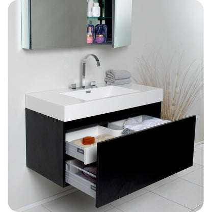Fresca Mezzo Black Modern Bathroom Vanity w/ Medicine Cabinet - living-essentials