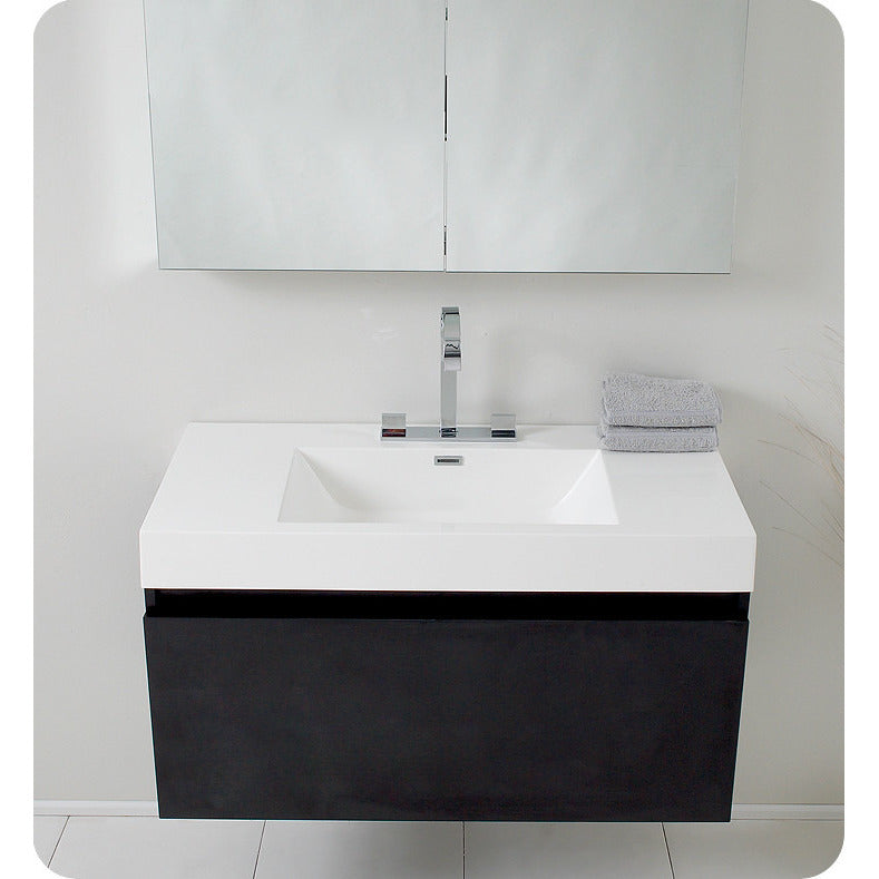 Fresca Mezzo Black Modern Bathroom Vanity w/ Medicine Cabinet - living-essentials