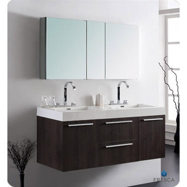 Fresca Opulento Gray Oak Modern Double Sink Bathroom Vanity with Medicine Cabinet - living-essentials