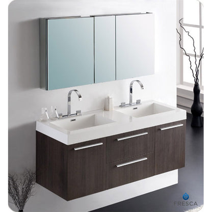 Fresca Opulento Gray Oak Modern Double Sink Bathroom Vanity with Medicine Cabinet - living-essentials