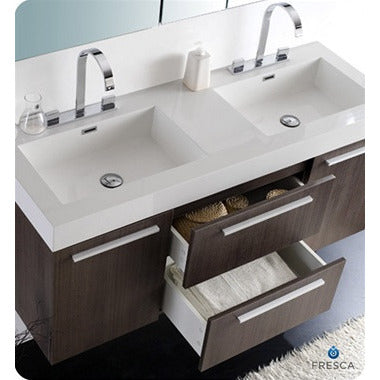 Fresca Opulento Gray Oak Modern Double Sink Bathroom Vanity with Medicine Cabinet - living-essentials
