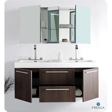 Fresca Opulento Gray Oak Modern Double Sink Bathroom Vanity with Medicine Cabinet - living-essentials
