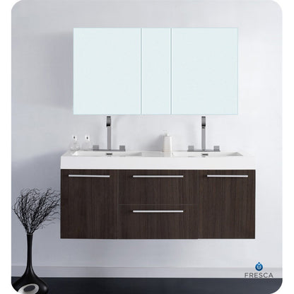 Fresca Opulento Gray Oak Modern Double Sink Bathroom Vanity with Medicine Cabinet - living-essentials