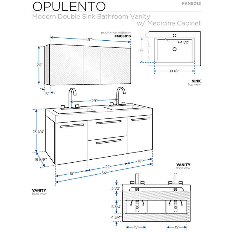 Fresca Opulento Walnut Modern Double Sink Bathroom Vanity w/ Medicine Cabinet - living-essentials