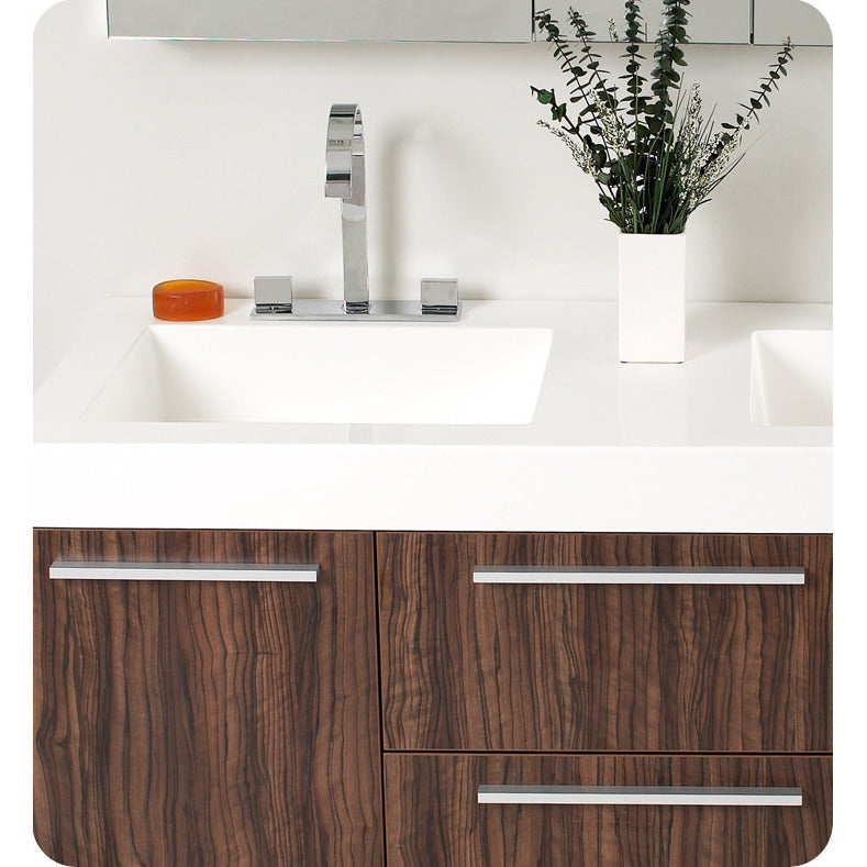 Fresca Opulento Walnut Modern Double Sink Bathroom Vanity w/ Medicine Cabinet - living-essentials