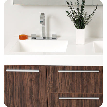 Fresca Opulento Walnut Modern Double Sink Bathroom Vanity w/ Medicine Cabinet - living-essentials