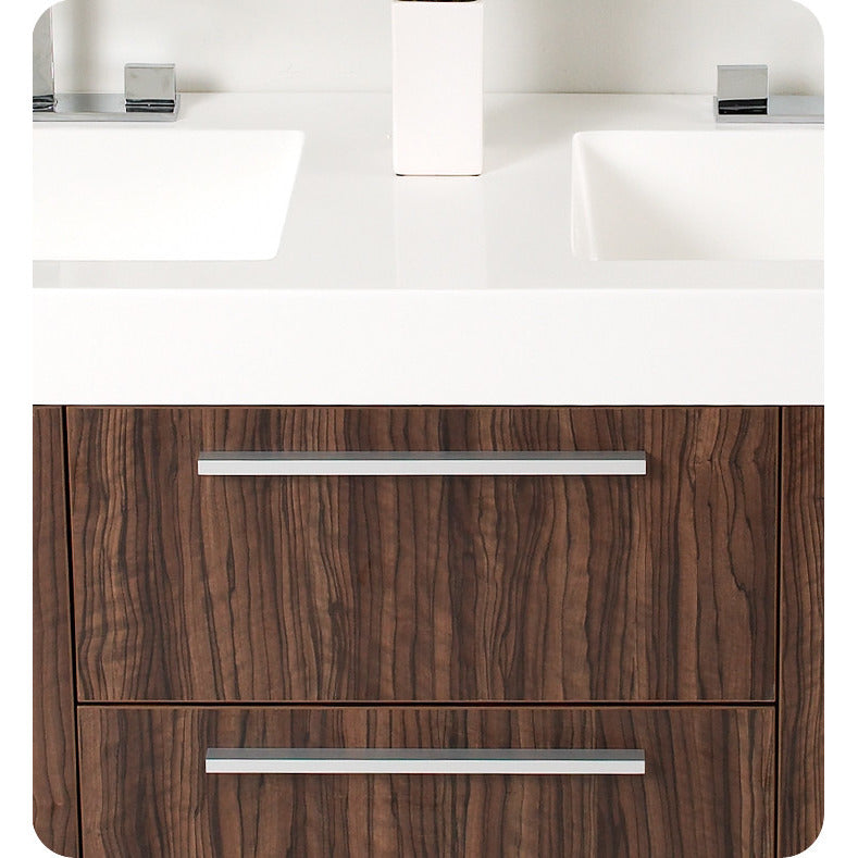Fresca Opulento Walnut Modern Double Sink Bathroom Vanity w/ Medicine Cabinet - living-essentials