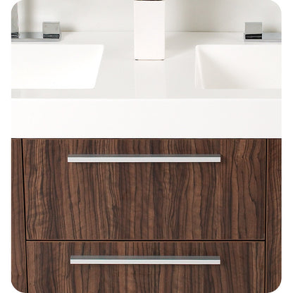 Fresca Opulento Walnut Modern Double Sink Bathroom Vanity w/ Medicine Cabinet - living-essentials