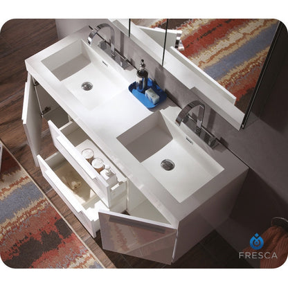 Fresca Opulento White Modern Double Sink Bathroom Vanity w/ Medicine Cabinet - living-essentials
