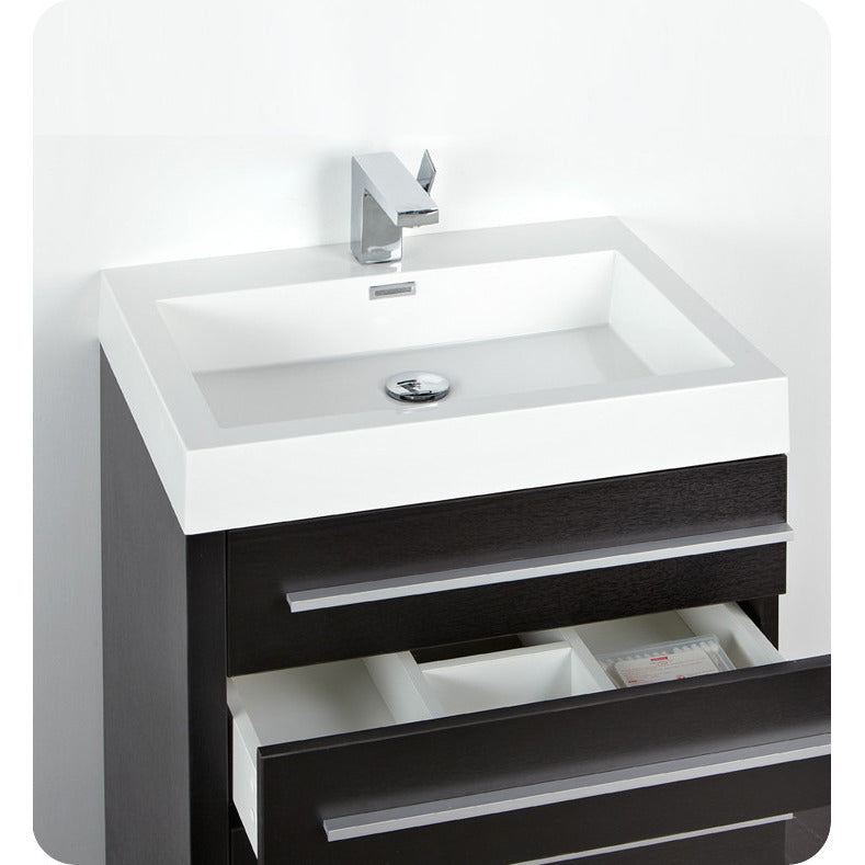 Fresca Livello 24" Black Modern Bathroom Vanity w/ Medicine Cabinet - living-essentials