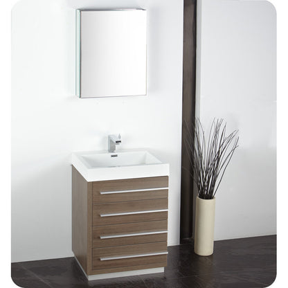 Fresca Livello 24" Gray Oak Modern Bathroom Vanity w/ Medicine Cabinet - living-essentials