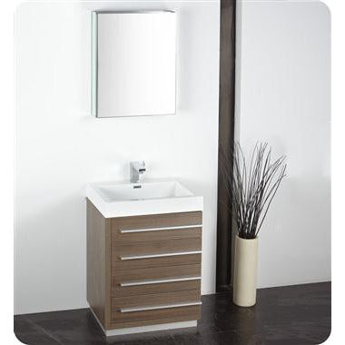 Fresca Livello 24" Gray Oak Modern Bathroom Vanity w/ Medicine Cabinet - living-essentials