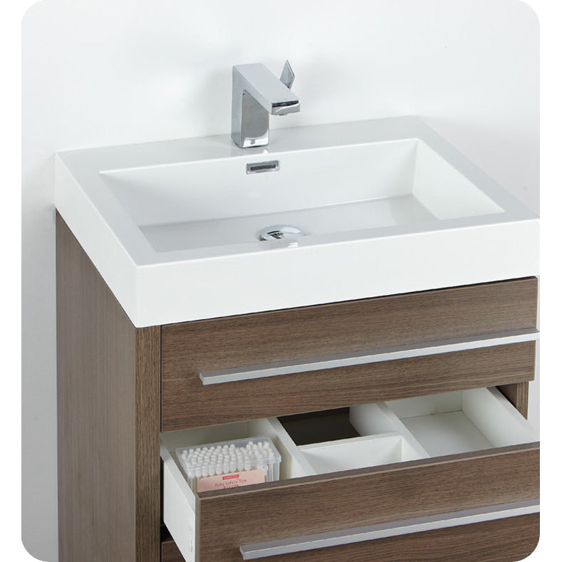 Fresca Livello 24" Gray Oak Modern Bathroom Vanity w/ Medicine Cabinet - living-essentials
