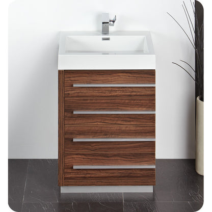 Fresca Livello 24" Walnut Modern Bathroom Vanity w/ Medicine Cabinet - living-essentials