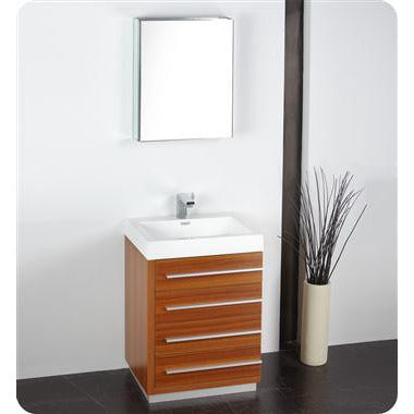Fresca Livello 24" Teak Modern Bathroom Vanity w/ Medicine Cabinet - living-essentials