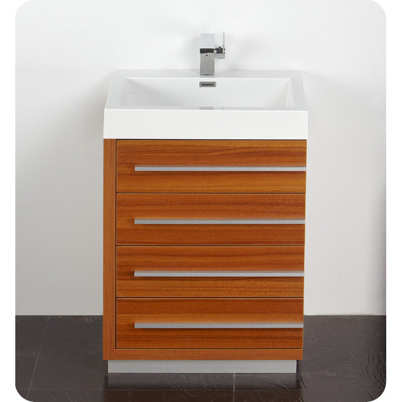 Fresca Livello 24" Teak Modern Bathroom Vanity w/ Medicine Cabinet - living-essentials
