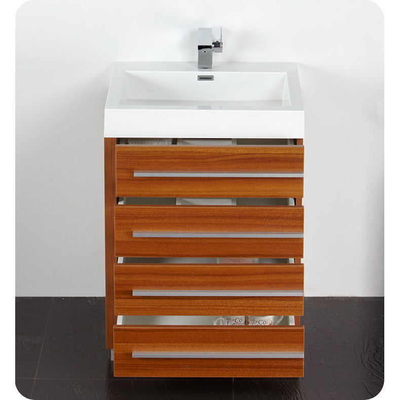 Fresca Livello 24" Teak Modern Bathroom Vanity w/ Medicine Cabinet - living-essentials