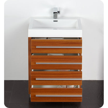 Fresca Livello 24" Teak Modern Bathroom Vanity w/ Medicine Cabinet - living-essentials
