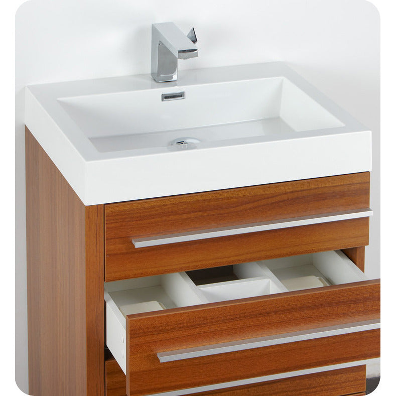 Fresca Livello 24" Teak Modern Bathroom Vanity w/ Medicine Cabinet - living-essentials