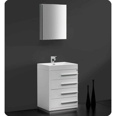 Fresca Livello 24" White Modern Bathroom Vanity w/ Medicine Cabinet - living-essentials