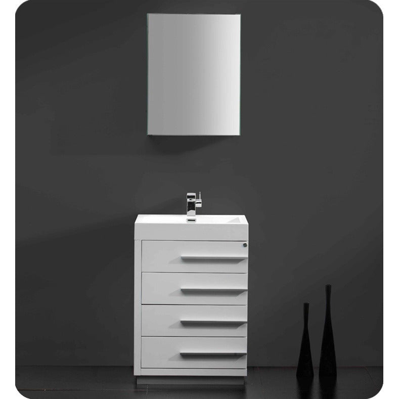 Fresca Livello 24" White Modern Bathroom Vanity w/ Medicine Cabinet - living-essentials