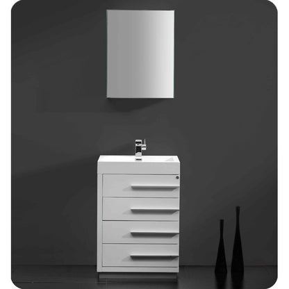Fresca Livello 24" White Modern Bathroom Vanity w/ Medicine Cabinet - living-essentials