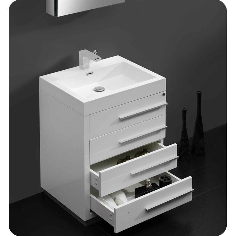 Fresca Livello 24" White Modern Bathroom Vanity w/ Medicine Cabinet - living-essentials