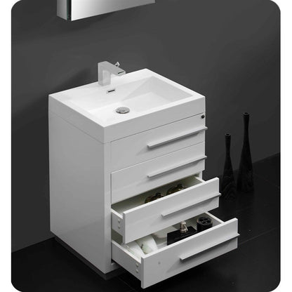 Fresca Livello 24" White Modern Bathroom Vanity w/ Medicine Cabinet - living-essentials
