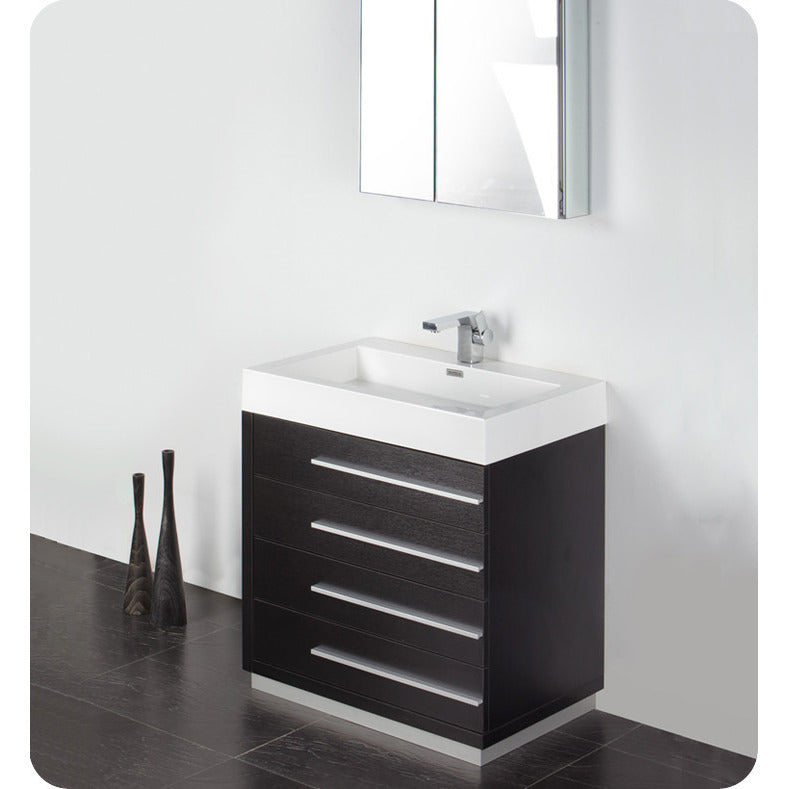 Fresca Livello 30" Black Modern Bathroom Vanity w/ Medicine Cabinet - living-essentials