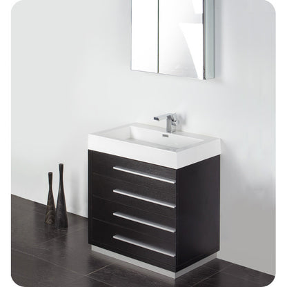 Fresca Livello 30" Black Modern Bathroom Vanity w/ Medicine Cabinet - living-essentials