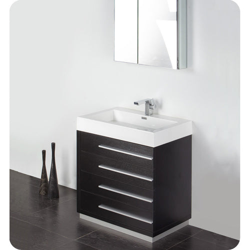 Fresca Livello 30" Black Modern Bathroom Vanity w/ Medicine Cabinet - living-essentials
