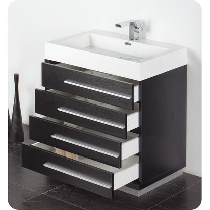 Fresca Livello 30" Black Modern Bathroom Vanity w/ Medicine Cabinet - living-essentials