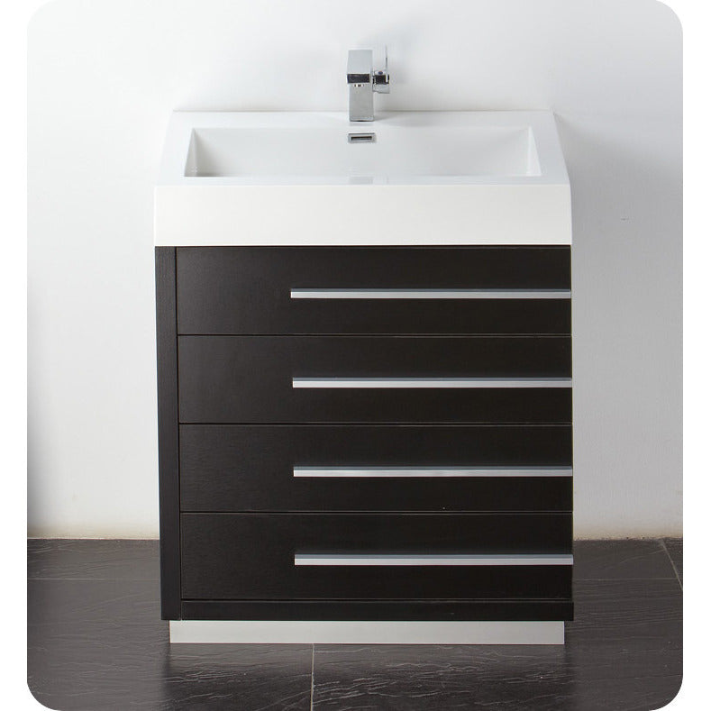 Fresca Livello 30" Black Modern Bathroom Vanity w/ Medicine Cabinet - living-essentials