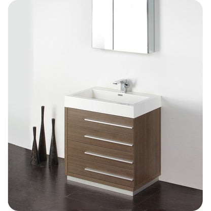 Fresca Livello 30" Gray Oak Modern Bathroom Vanity w/ Medicine Cabinet - living-essentials