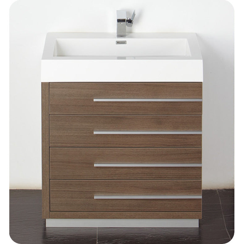 Fresca Livello 30" Gray Oak Modern Bathroom Vanity w/ Medicine Cabinet - living-essentials