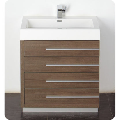 Fresca Livello 30" Gray Oak Modern Bathroom Vanity w/ Medicine Cabinet - living-essentials