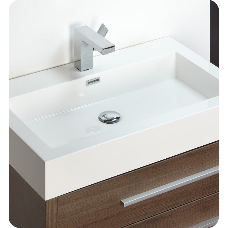 Fresca Livello 30" Gray Oak Modern Bathroom Vanity w/ Medicine Cabinet - living-essentials